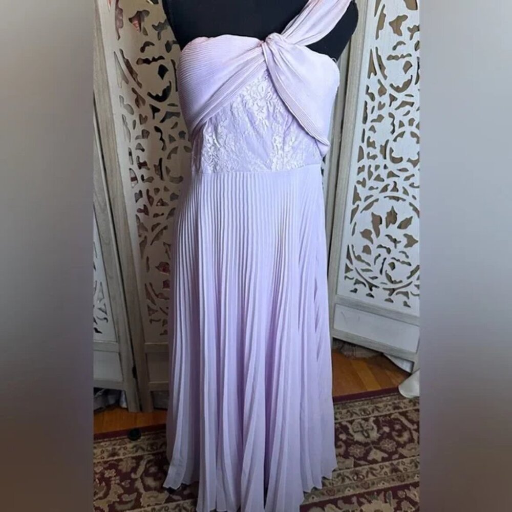 Vineet Bahl’s Pleated Lace Midi Dress Lavender Lilac - Picture 5 of 5